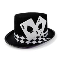 Elegant Tall Cap With Poker Card Pattern For Themed Event Halloween Party Magicians Cosplay Fashion Accessories juoda