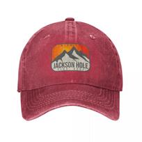 Jackson Hole Wyoming Vintage Retro Adventure Snowboarding Skiing Baseball Cap Fishing cap Unique hats Luxury Unisex Hat Girl Unisexs pink