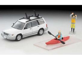 PRE-ORD3R Tomica Limited Vintage Modeliukas 1/64 Subaru Forester Custom with kayak and figure, white/silver