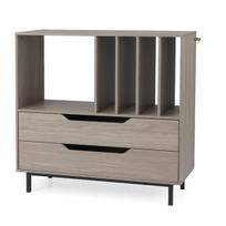 Patefono stovas, 91x36x87 cm, Pilkas, Mediena ir metalas
