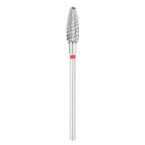 Exo Pro ovalus karbidinis nagų frezos antgalis smulkus 5,0 mm raudonas