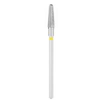 Exo Pro kietmetalio nagų frezos antgalis suapvalintas kūgis 4,0 mm geltonas