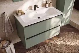Pakabinama spintelė su praustuvu Comad Sombra Green, žalia