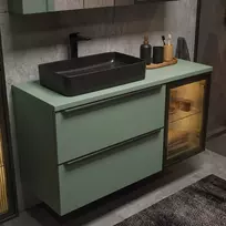 Pakabinama vonios spintelė su praustuvu Comad Sombra Green, žalia.