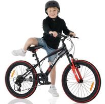 Dviratis berniukui, 20 colių, 6 pavaros Shimano, amortizatorius, plačios padangos, Revoshift, Tiger Bike, juodas raudonas