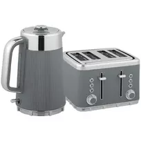 2200W, 1,7L virdulys su greito virimo funkcija, kalkių filtru ir 4-vietis skrudintuvas su 7 skrudinimo lygiais, pilkos spalvos