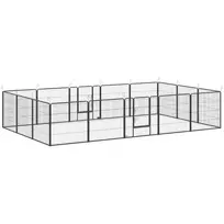 16 dalių šuniukų aptvaras, sulankstomas su durelėmis mažų, vidutinių šunų, 3,2 x 3,2 x 0,8 m, pilkas