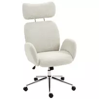 HOMCOM biuro kėdė su reguliuojama galvos atrama, ergonomiška rašomojo stalo kėdė, svyravimo funkcija, reguliuojamo aukščio, pilkai balta