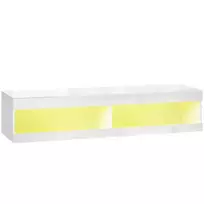 HOMCOM televizoriaus spintele, pakabinama TV spintelė su 16 spalvų RGB LED apšvietimu, TV stovas su atvira laikymo erdve, 55-60 colių televizoriams, svetainei, miegamajam, 140 x 40 x 30 cm, blizgiai balta