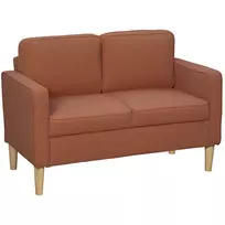 Maža Sofa 2 Sėdimų Vietų su Porankiu ir Daiktadėže | Šiuolaikiška Minkšta Sofa su Medinėmis Kojomis, 117 x 63 x 79 cm, Rausva