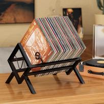 Metalinis vinilinių plokštelių laikiklis 80–100 LP, juodas