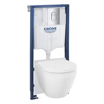 GROHE 5in1 potinkinio WC rėmo Rapid SL su chromuotu Arena Cosmopolitan mygtuku ir unitazo Euro Triple Vortex komplektas