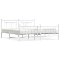 vidaXL Lovos rėmas su galvūgaliu/kojūgaliu, baltas, 193x203cm, metalas