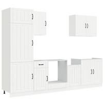 vidaXL Virtuvinių spintelių komplektas, 7 dalių, Lucca, balta