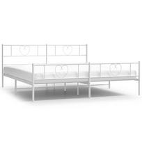 vidaXL Lovos rėmas su galvūgaliu/kojūgaliu, baltas, 193x203cm, metalas