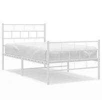 vidaXL Lovos rėmas su galvūgaliu/kojūgaliu, baltas, 100x200cm, metalas