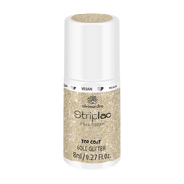 Alessandro Striplac Top Coat Gold Glitter Viršutinis sluoksnis su auksiniais blizgučiais, 8ml