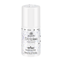 Alessandro Striplac Top Coat Black Glitter Viršutinis sluoksnis su juodais blizgučiais, 8ml