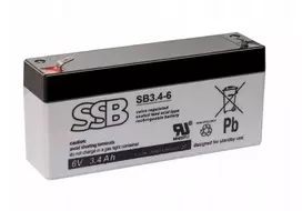 SSB SB 3.4-6 6V 3,4 Ah AGM Akumuliatorius nereikalaujantis priežiūros