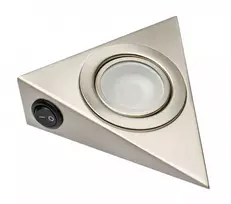 LED triangular luminaire with switch, inox, 12V, 1.8W, cold baltas, 2m cable and mini amp m