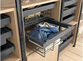 Drawer Elite with wire basket 700 mm with soft closing, pilka anthracite