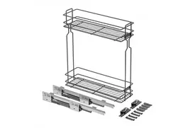 Side cargo basket, tandem type slide mounting, 2 shelves, cabinet 200 mm, without guides,