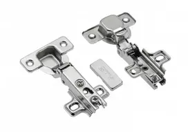 Push-open hinge, 110 deg., slide on, 45mm hole distance on cup, without screws on plate