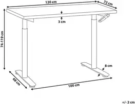 Beliani Rankiniu būdu reguliuojamas stalas DESTINAS pilkas/baltas 120 cm 72 cm