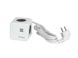 Aura Line Buitinis ilgintuvas, 3 x 1,5 mm², 1.5 m, 4 lizdų, 2USB