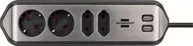 Buitinis ilgintuvas Brennenstuhl, 3 x 1,5 mm², 2 m, 4 lizdų, 2USB