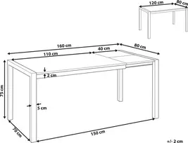 Beliani Išskleidžiamas valgomojo stalas GRANADA Juodas 120/160 cm 80 cm