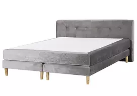 Beliani Kontinentinė lova MARQUISE iš veliūro 160 x 200 cm, pilka