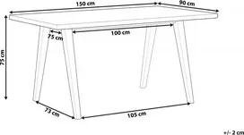 Beliani Valgomojo stalas LENISTER rudas/baltas 150 cm x 90 cm