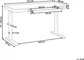 Beliani Elektroniškai reguliuojamas stalas KENLY juodas 120 cm 60 cm su USB jungtimi