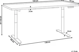 Beliani Elektra reguluojamas rašomasis stalas DESTINAS rudas/juodas 160 cm 72 cm