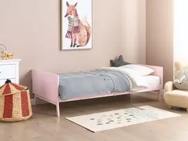 Beliani Pušies medienos lova BONNAC 90 x 200 cm pastelinė rožinė