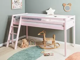 Beliani Paaukštinta lova pušies medienos ASCOUX 90 x 200 cm Rožinė