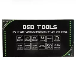 3 VNT. LANKSČIOS GALVOS TERKŠLIŲ KOMPLEKTAS 1/4", 3/8" IR 1/2" JUNGTIMS DS1373