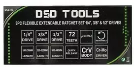3 VNT. LANKSČIŲ TELESKOPINIŲ TERKŠLIŲ RINKINYS 1/4″, 3/8″ IR 1/2″ DS1371