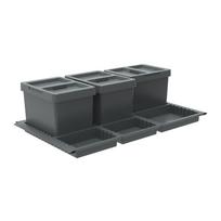 Pilkos spalvos iš plastiko šiukšliadėžė 3x12 l rūšiavimui/įmontuota Metropolis Flip-up – Elletipi