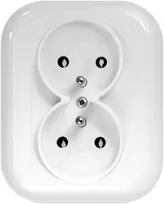 Gniazdo Dvigubas kištukinis lizdas 2x2p+Z 16A, 250V, su ventiliatoriumi, baltas