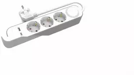 Plastrol 3-jų lizdų Schuko ilgintuvas su jungikliu ir USB-A bei USB-C lizdais