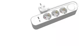 Plastrol 3-jų lizdų Schuko ilgintuvas su jungikliu ir USB-A bei USB-C lizdais