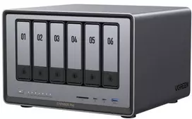„UGREEN DXP6800 Pro 8TB WD Raudona Plus“ NAS rinkinys, NAS su 2 x 4 TB „Seagate IronWolf“ 3,5 colio SATA kietaisiais diskais