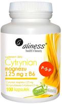 Aliness Magnio citratas 125 mg su vitaminu B6, maisto papildas, 100 kapsulių