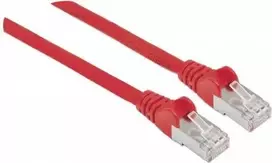 Intellinet tinklo jungiamasis kabelis, Cat5e, 5 m, raudonas, CCA, SF/UTP, PVC, RJ45, paauksuoti kontaktai, su apsauga nuo užkliuvimo, su gaubteliais, viso gyvenimo garantija