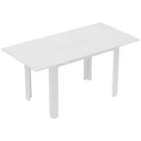 HOMCOM Išskleidžiamas valgomojo stalas, 120-160 x 70 cm, reguliuojamas virtuvės stalas 4-6 žmonėms, MDF, blizgiai baltas