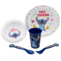 Disney Stitch Palms indų rinkinys mikrobangų krosnelei: lėkštė, dubenėlis, puodelis, šakutė ir šaukštas, 5 vnt.
