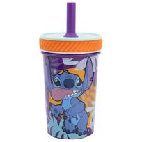 Disney Stitch Aloha Dropsafe neapverčiamas puodelis su silikoniniu šiaudeliu, 370 ml