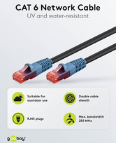 Patch cord : Patch Tinklo Kabelis : Patch cable : 30m | CAT6 | UTP | Lauke | Atsparus vandeniui | Ju